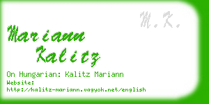 mariann kalitz business card